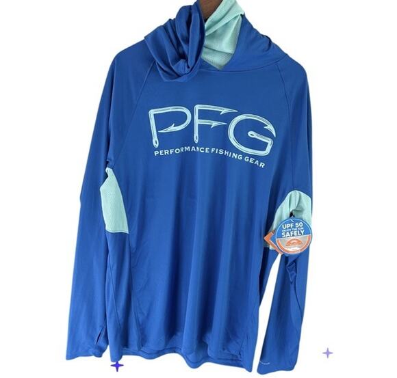 Columbia Other - Columbia PFG Terminal Tackle Vent Hoodie Face Gaiter Men’s L Blue UPF 50 FM9339